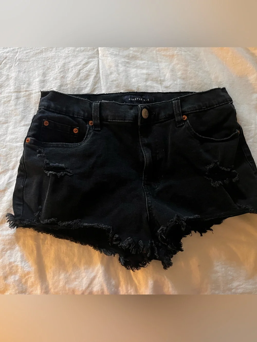 Aeropostale Black Distressed Denim Shorts